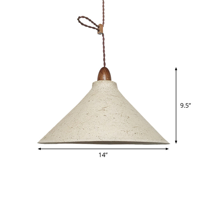 White Fabric Shade Restaurant Pendant Hanging Lamp