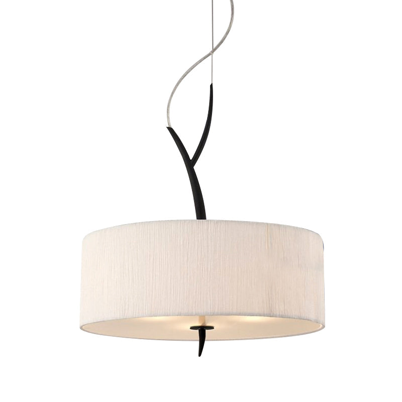 Minimalist Drum-Shaped Pendant Chandelier | 3-Head Fabric Ceiling Lamp White/Black Suspension