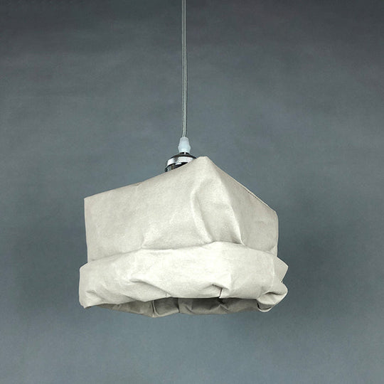 Modern Kraft Paper Pendant Light - Sleek Sack Shape White Ceiling Suspension Lamp