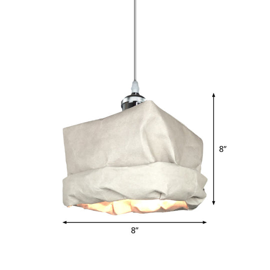 Modern Kraft Paper Pendant Light - Sleek Sack Shape White Ceiling Suspension Lamp