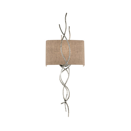 Modern Metallic Wall Sconce: Gold/Silver Branch Design With Rectangle Fabric Shade