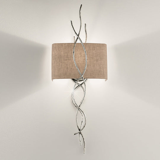 Modern Metallic Wall Sconce: Gold/Silver Branch Design With Rectangle Fabric Shade