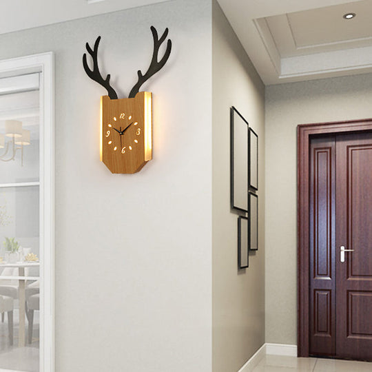 Rustic Wood Antler Animal Led Wall Lamp For Hallway Or Foyer