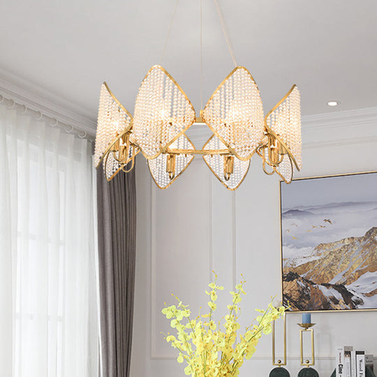 Modern Rhombus Crystal Chandelier - 8 Heads - Gold Finish - Suspension Pendant