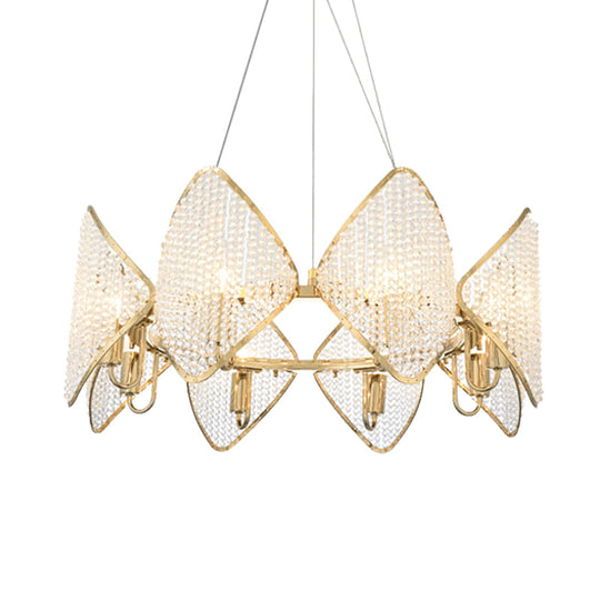 Modern Rhombus Crystal Chandelier - 8 Heads - Gold Finish - Suspension Pendant