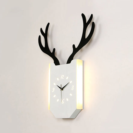 Rustic Wood Antler Animal Led Wall Lamp For Hallway Or Foyer White / Warm