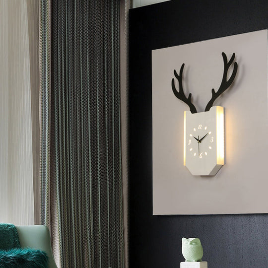 Rustic Wood Antler Animal Led Wall Lamp For Hallway Or Foyer