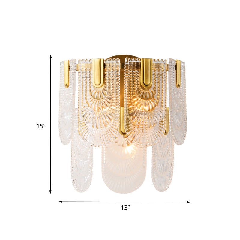 Traditional Brass Wall Sconce With Double Layers And 3 Bulbs