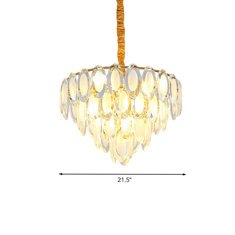 Gold 9-Head Modern Oval Crystal Chandelier For Living Room