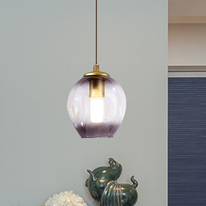 Gold Tulip Wall Lamp Sconce With Blue/Smoke Gray Dimpled Glass Shade - Modern 1 Light Hanging Smoke