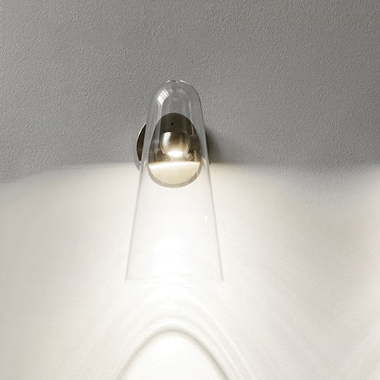 Minimalist Gold Kitchen Wall Sconce With Cone Clear Glass Shade