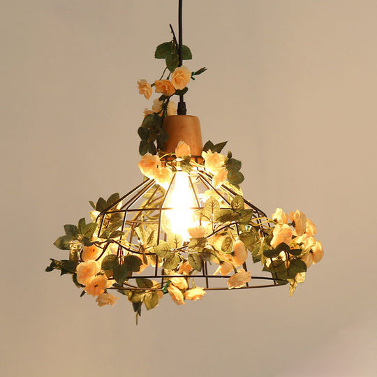 Modern Black Iron Pendant Light with Hanging Flower Jar Design, Ideal for Restaurants and Farm-inspired Decor