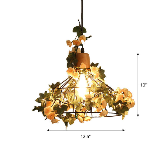 Modern Black Iron Pendant Light with Hanging Flower Jar Design, Ideal for Restaurants and Farm-inspired Decor