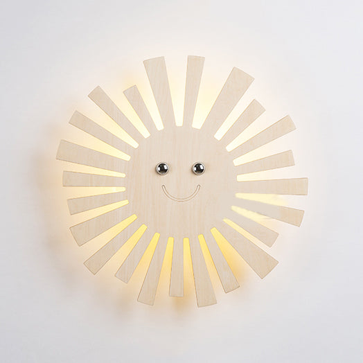 Wooden Led Wall Lamp With Cartoon Pattern - Perfect For Living Room And Kids Decor Beige / A