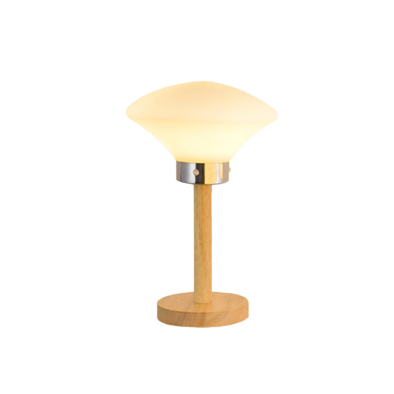 Modernist Frosted Glass Night Table Light - Globe/Cylinder/Square Design Wood Lamp For Bedside