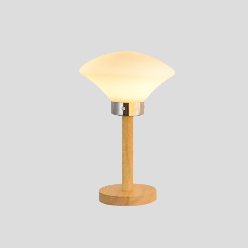 Modernist Frosted Glass Night Table Light - Globe/Cylinder/Square Design Wood Lamp For Bedside