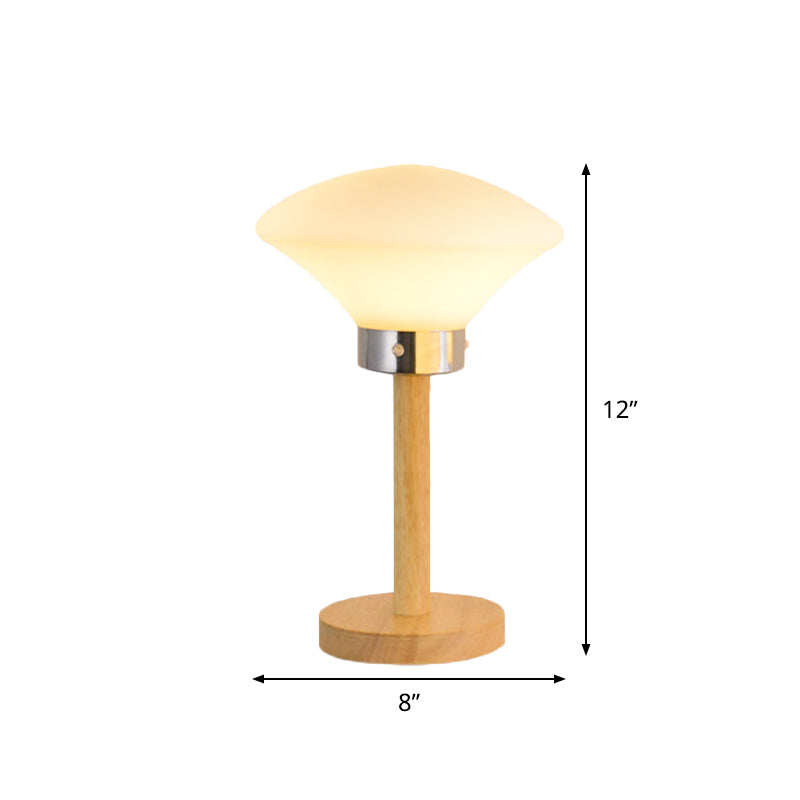 Modernist Frosted Glass Night Table Light - Globe/Cylinder/Square Design Wood Lamp For Bedside