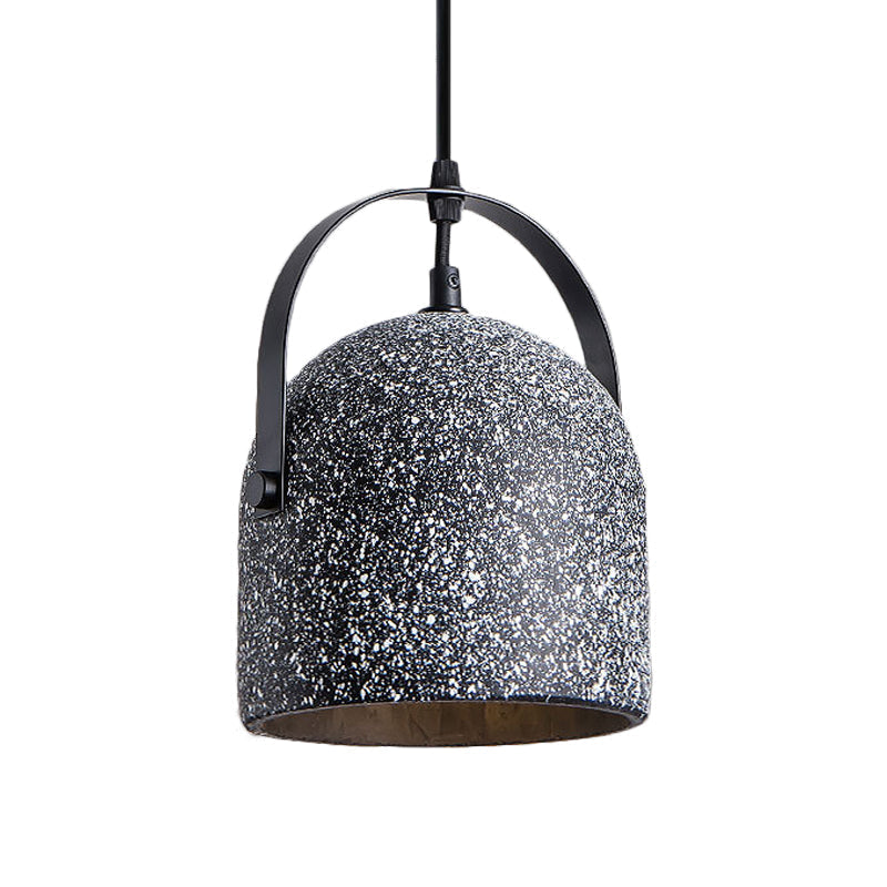 Vintage Cement Dome Pendant Light with Handle - White, Black, Grey - for Hallways