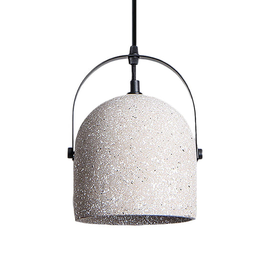 Vintage Cement Dome Pendant Light with Handle - White, Black, Grey - for Hallways