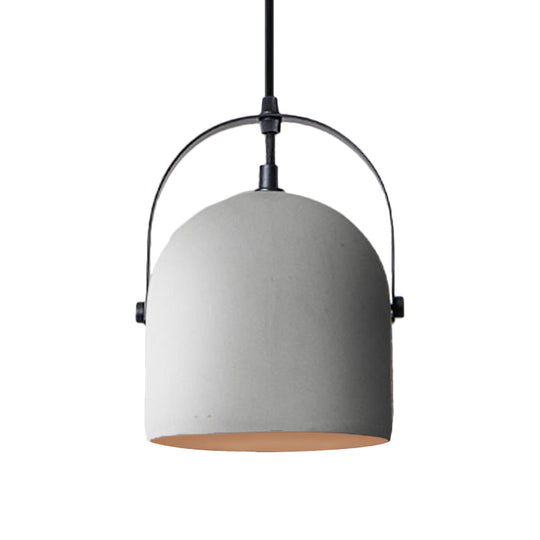 Vintage Cement Dome Pendant Light with Handle - White, Black, Grey - for Hallways