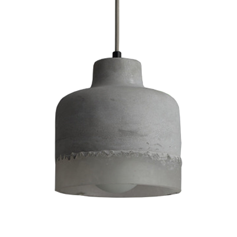 Industrial 1-Light Grey Cement Ceiling Pendant Lamp for Restaurants