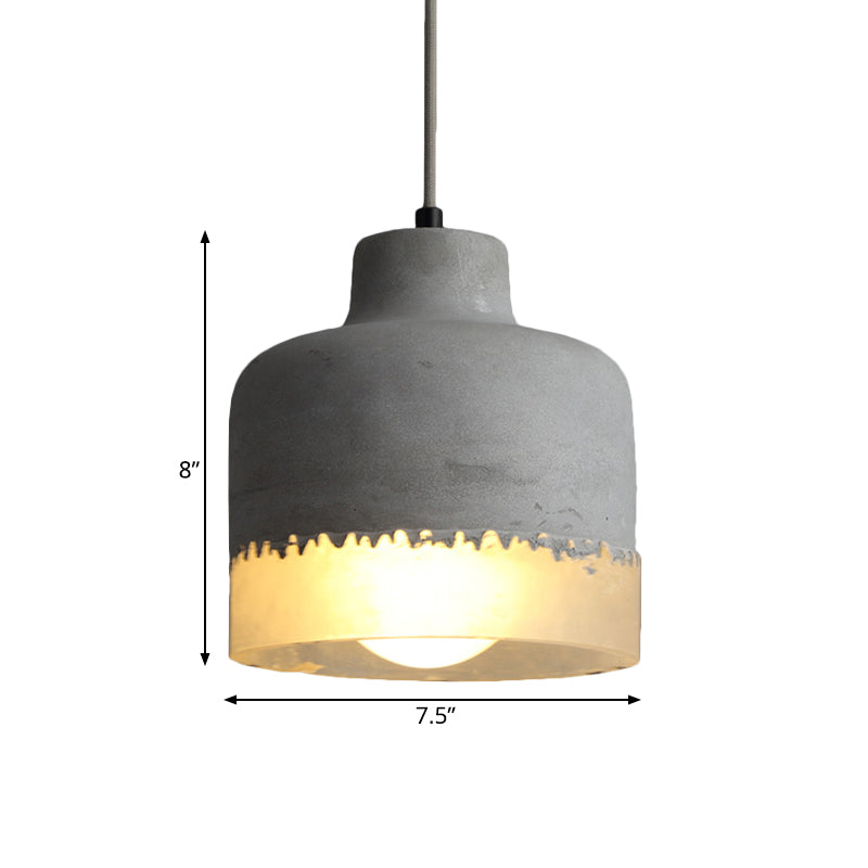 Industrial 1-Light Grey Cement Ceiling Pendant Lamp for Restaurants