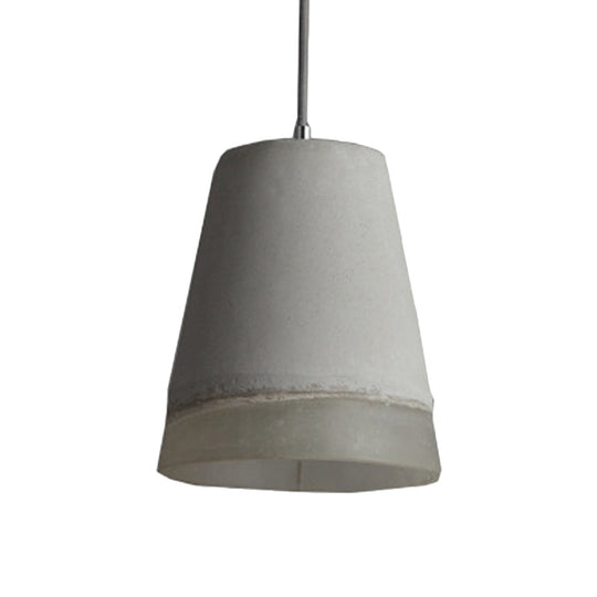 Vintage Cement Bell Pendant Light: Grey 1-Head Ceiling Lamp Kit with Resin Detail