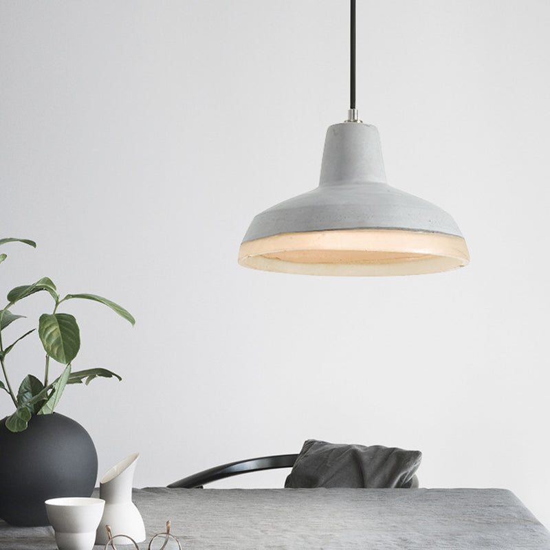 Industrial-Style Resin Pendant Ceiling Lamp - Cement Grey Hanging Lighting Cone/Bowl/Dome 1-Light /