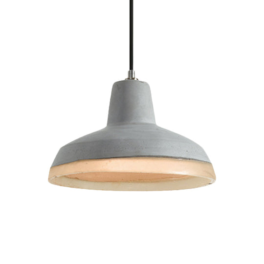 Industrial-Style Cement Grey Hanging Pendant Ceiling Lamp - Cone/Bowl/Dome Design, 1-Light Resin Fixture