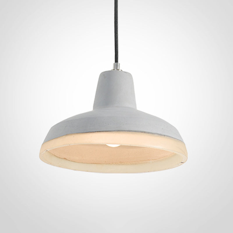 Industrial-Style Cement Grey Hanging Pendant Ceiling Lamp - Cone/Bowl/Dome Design, 1-Light Resin Fixture