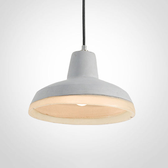 Industrial-Style Cement Grey Hanging Pendant Ceiling Lamp - Cone/Bowl/Dome Design, 1-Light Resin Fixture