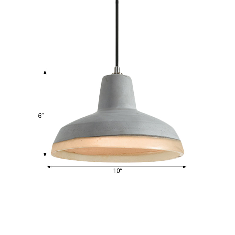 Industrial-Style Cement Grey Hanging Pendant Ceiling Lamp - Cone/Bowl/Dome Design, 1-Light Resin Fixture