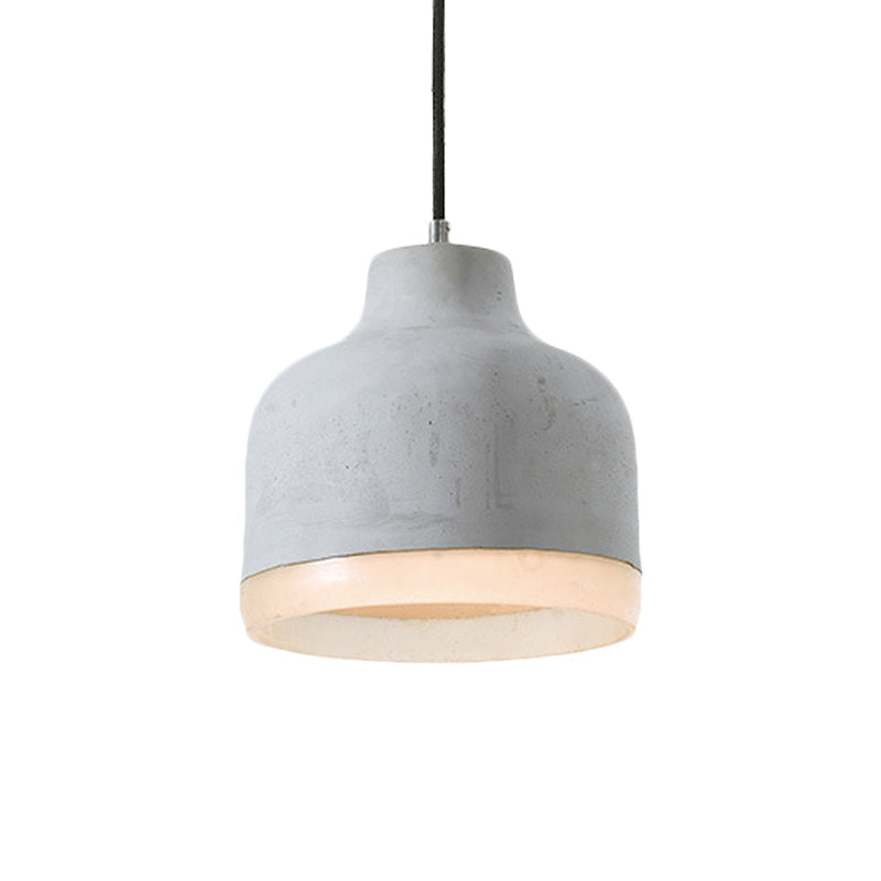 Industrial-Style Cement Grey Hanging Pendant Ceiling Lamp - Cone/Bowl/Dome Design, 1-Light Resin Fixture