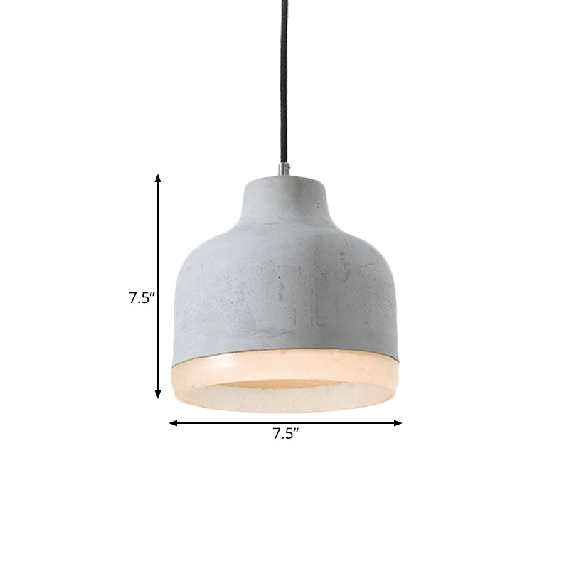 Industrial-Style Cement Grey Hanging Pendant Ceiling Lamp - Cone/Bowl/Dome Design, 1-Light Resin Fixture