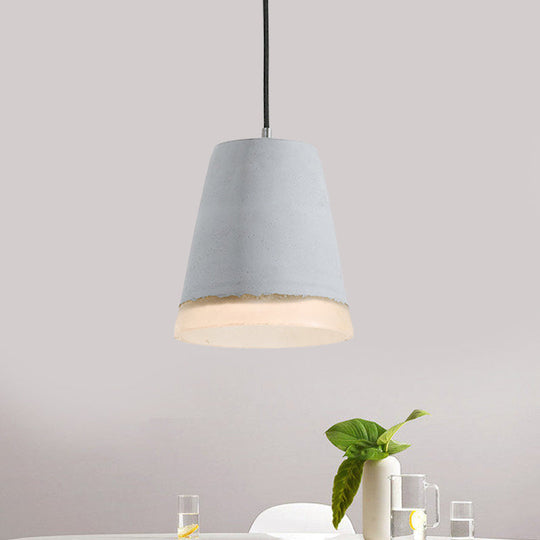 Industrial-Style Resin Pendant Ceiling Lamp - Cement Grey Hanging Lighting Cone/Bowl/Dome 1-Light /