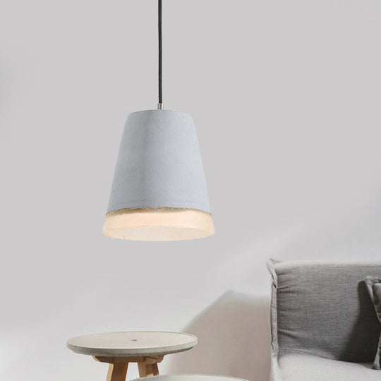 Industrial-Style Resin Pendant Ceiling Lamp - Cement Grey Hanging Lighting Cone/Bowl/Dome 1-Light