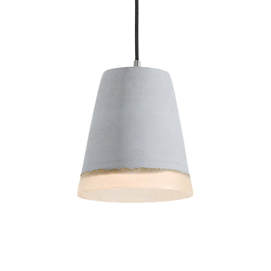 Industrial-Style Cement Grey Hanging Pendant Ceiling Lamp - Cone/Bowl/Dome Design, 1-Light Resin Fixture