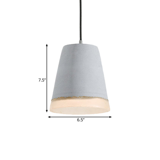 Industrial-Style Cement Grey Hanging Pendant Ceiling Lamp - Cone/Bowl/Dome Design, 1-Light Resin Fixture