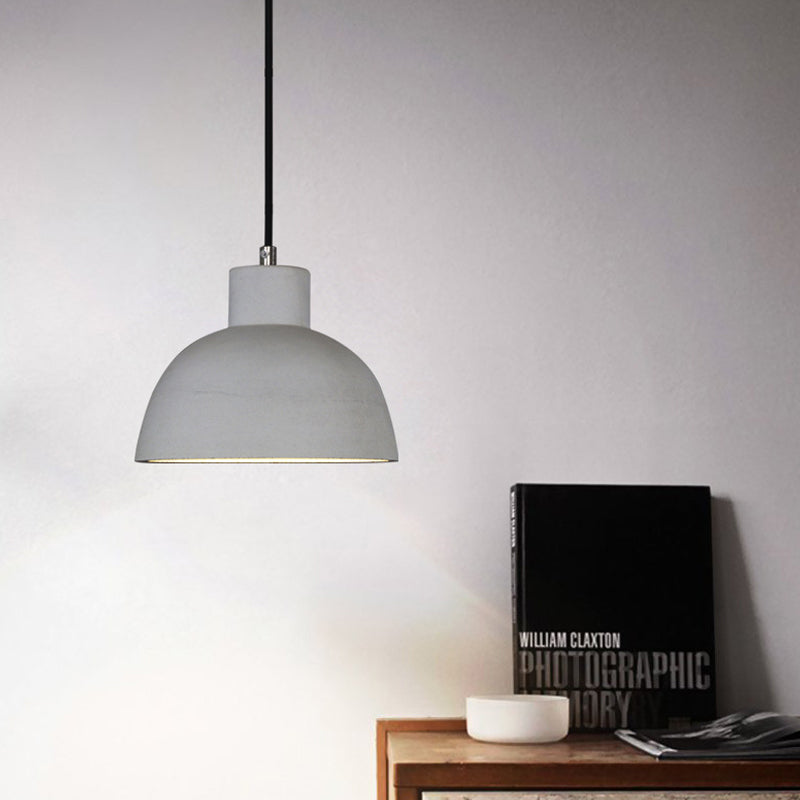 Industrial Dome Ceiling Pendant Light - Grey Cement Hanging Lamp Kit