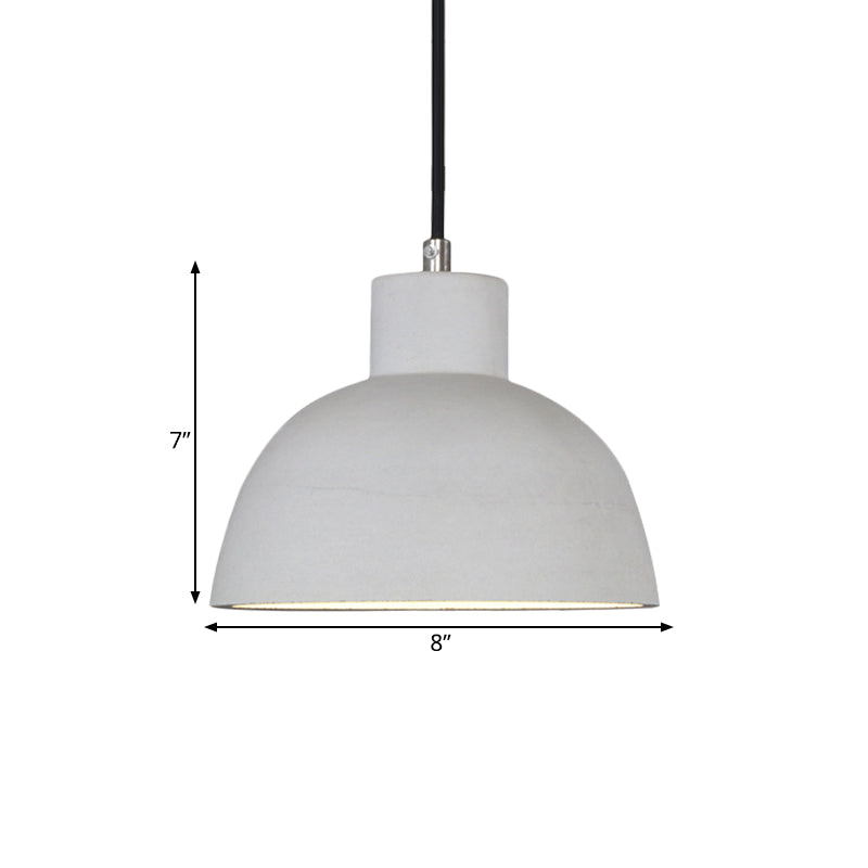 Industrial Dome Ceiling Pendant Light - Single Head Cement Hanging Lamp Kit In Grey