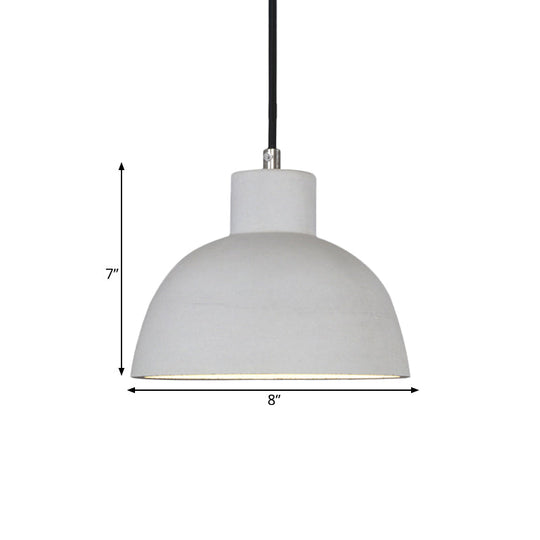 Industrial Dome Ceiling Pendant Light - Single Head Cement Hanging Lamp Kit In Grey