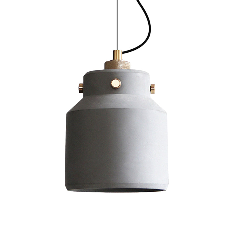 Vintage Cement Hanging Pendant Light With Grey Can And 1 Bulb - Available In 3 Sizes For Bar Island