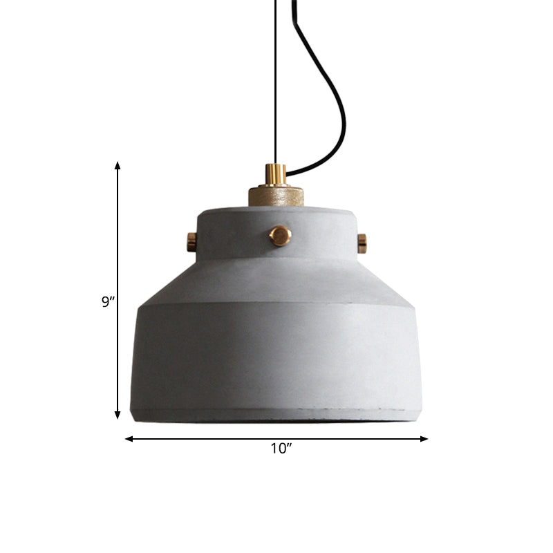 Vintage Cement Hanging Pendant Light With Grey Can And 1 Bulb - Available In 3 Sizes For Bar Island