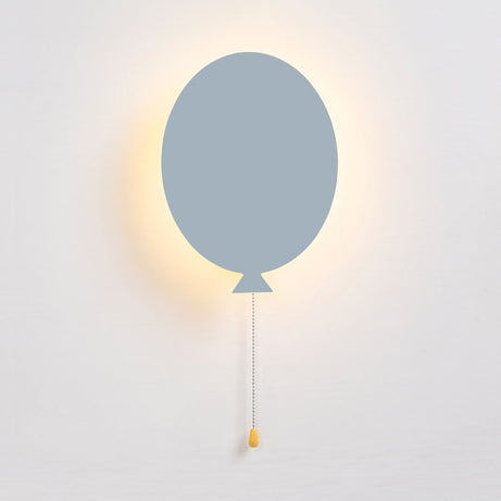 Cartoon Led Wall Sconce - Wooden Slim Panel Balloon Light For Childs Bedroom Or Kindergarten Grey