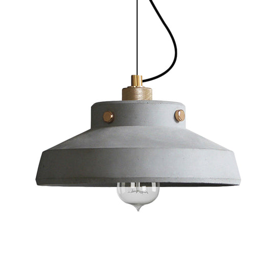 Vintage Cement Hanging Pendant Light With Grey Can And 1 Bulb - Available In 3 Sizes For Bar Island