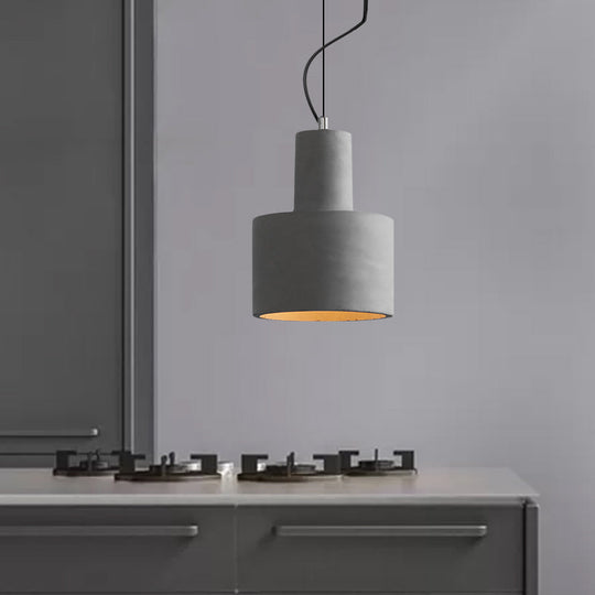 Industrial Coffee Shop Hanging Pendant Lamp with Cement Shade - 1-Light Ceiling Light