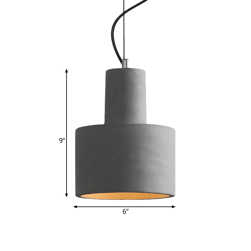 Industrial Coffee Shop Hanging Pendant Lamp with Cement Shade - 1-Light Ceiling Light