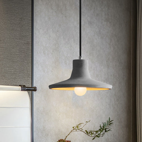 Industrial Coffee Shop Hanging Pendant Lamp with Cement Shade - 1-Light Ceiling Light