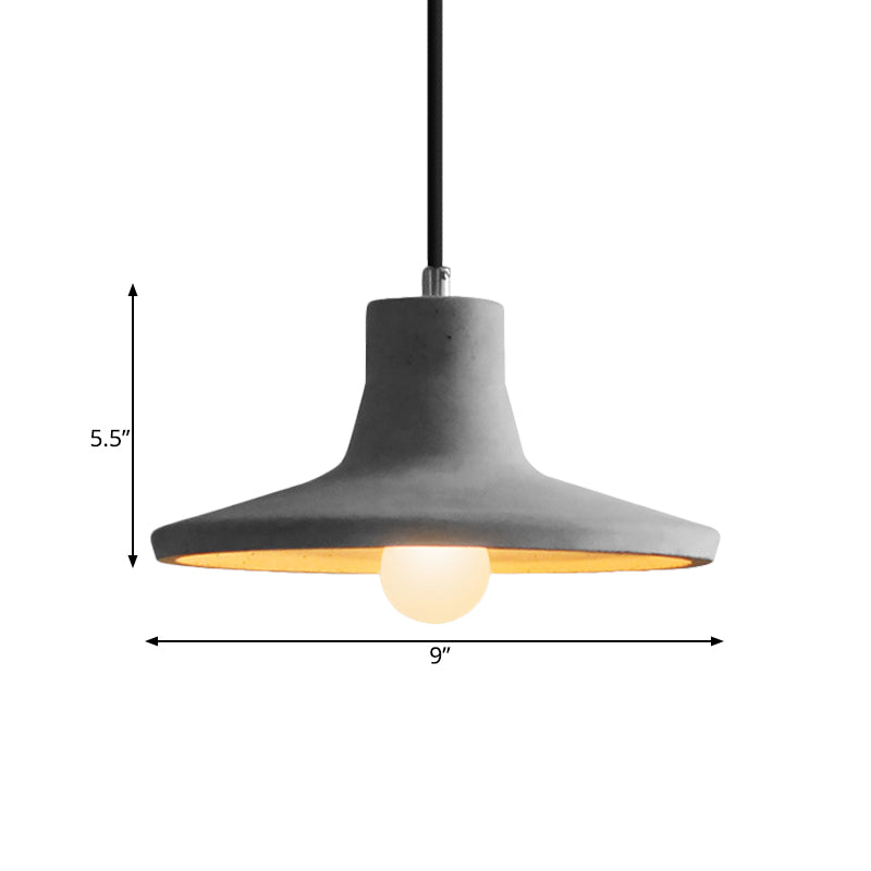 Industrial Coffee Shop Hanging Pendant Lamp with Cement Shade - 1-Light Ceiling Light