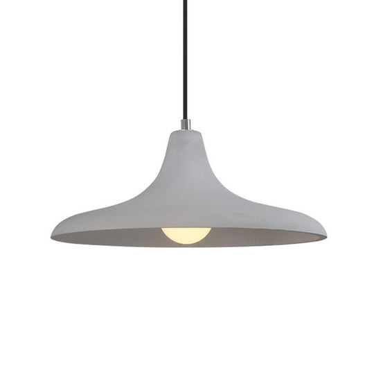 Flared Grey Cement Pendant Lamp With Antiqued Style - Hanging Ceiling Light